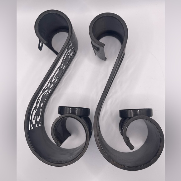 SET OF 2 VINTAGE WALL SCONCES BROWN METAL W/CANDLE HOLDERS - Picture 2 of 9